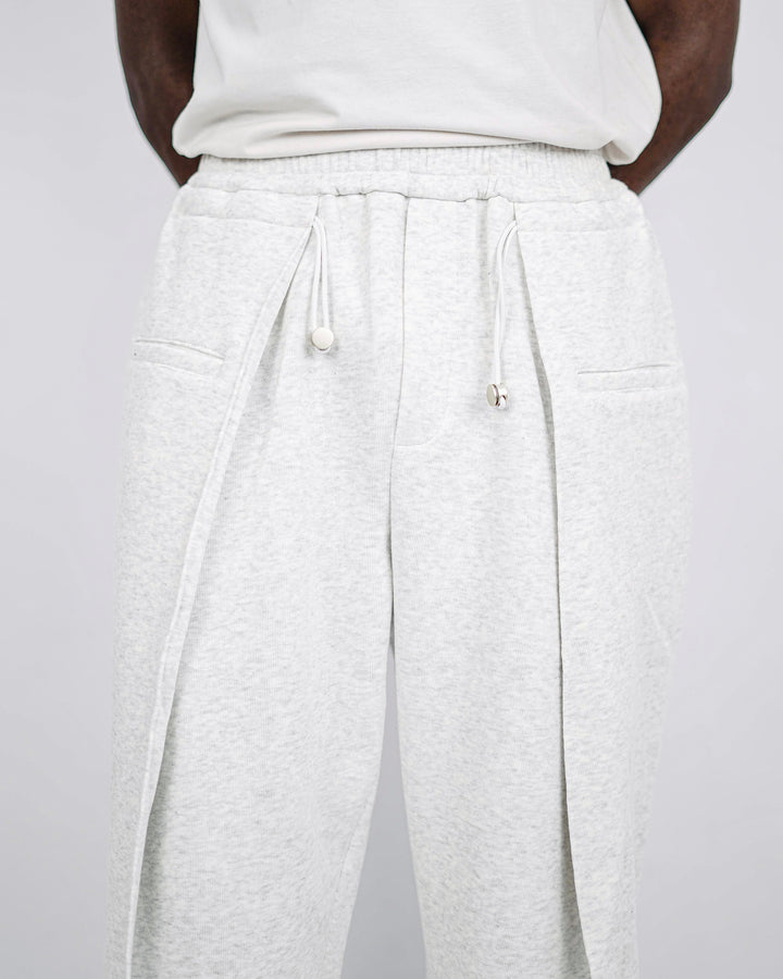 Nuclear Fussion toggle Pleated Sweat Pants in Light Grey