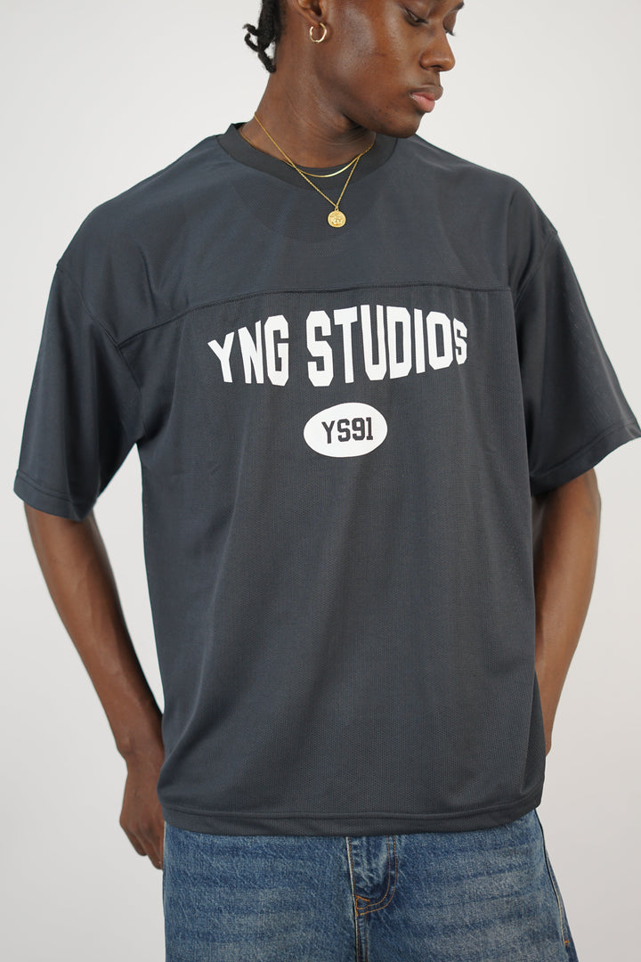 Vamos young studios mesh jersey t-shirt in grey