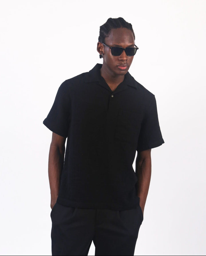 GIESTO spring short sleeve shirt in black