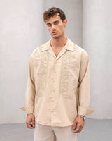2morrow Floral Lace Panel Shirt in beige