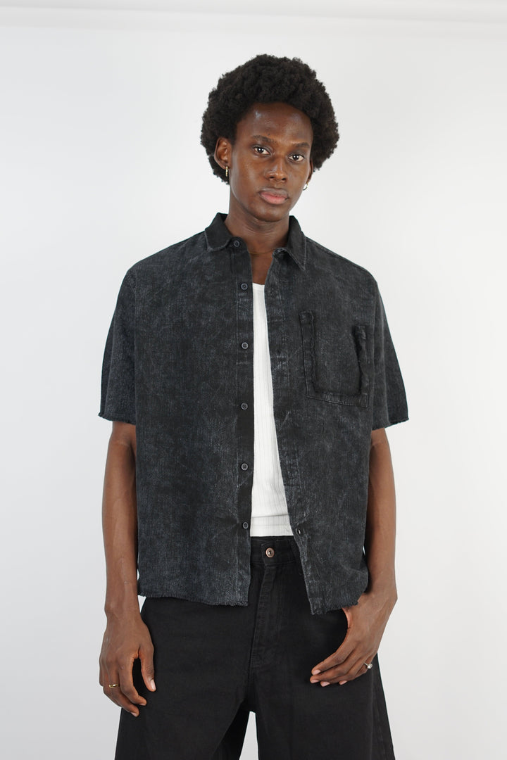 Essence of Life Oversized Short Sleeve Shirt in Acid Wash