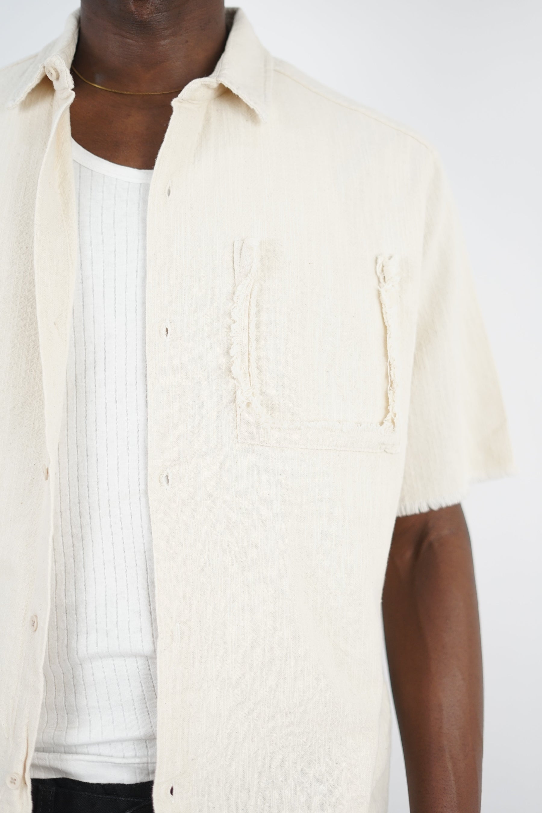 Essence of Life Oversized Short Sleeve Shirt in Beige