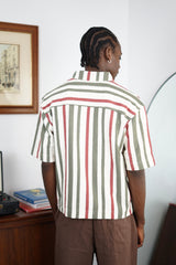 Massimo Cariño bar stripe polo shirt in green and red
