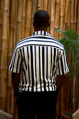 Massimo Cariño bar stripe polo shirt in dark blue