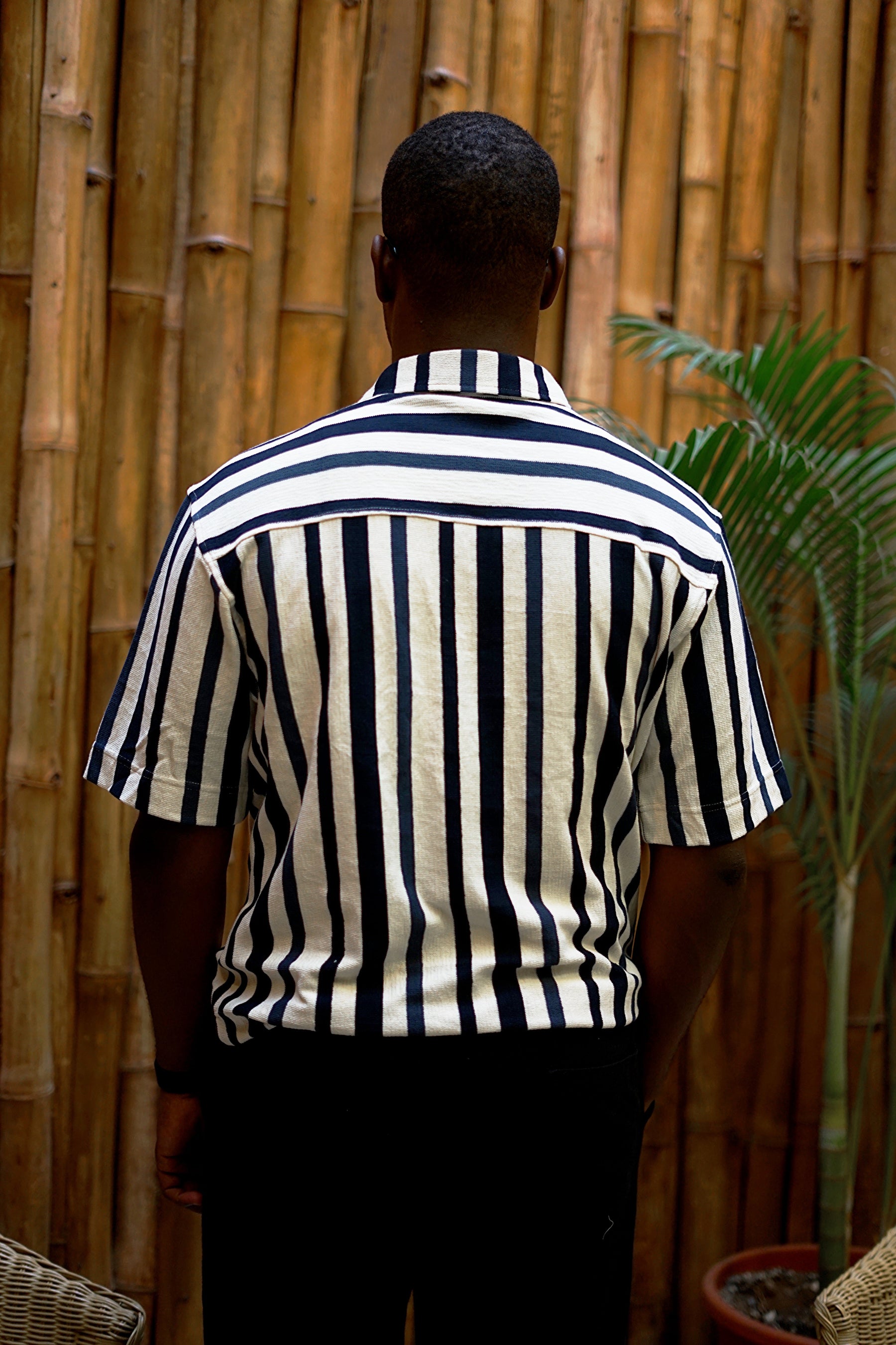 Massimo Cariño bar stripe polo shirt in dark blue