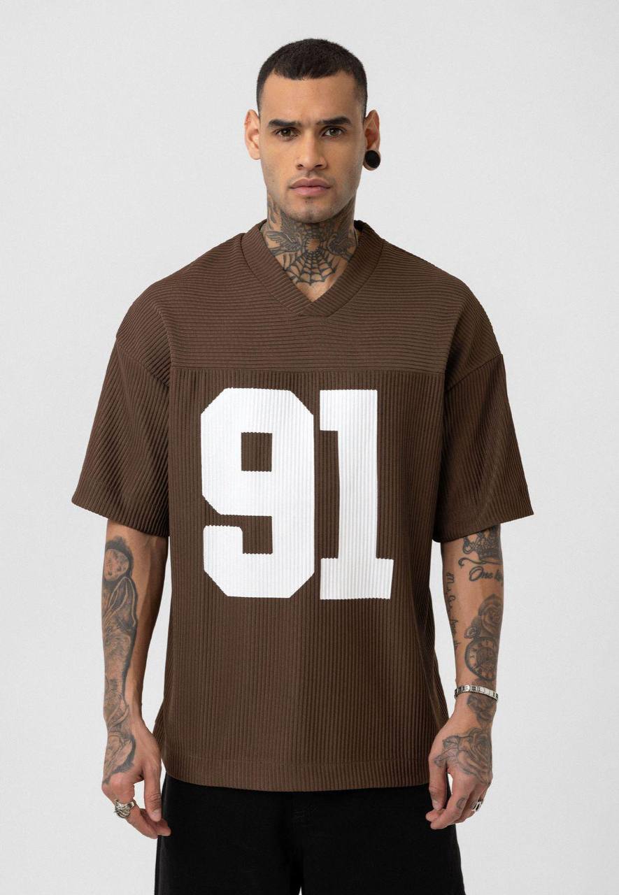 Vamos Pleated Jersey T-shirt in Chocolate