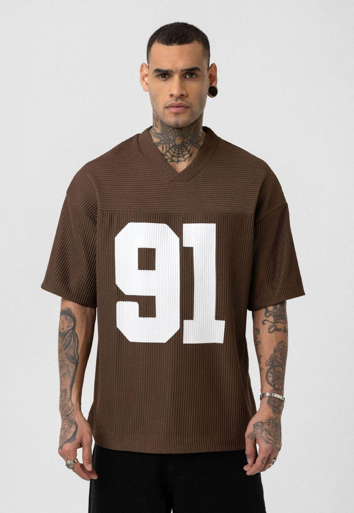 Vamos Pleated Jersey T-shirt in Chocolate