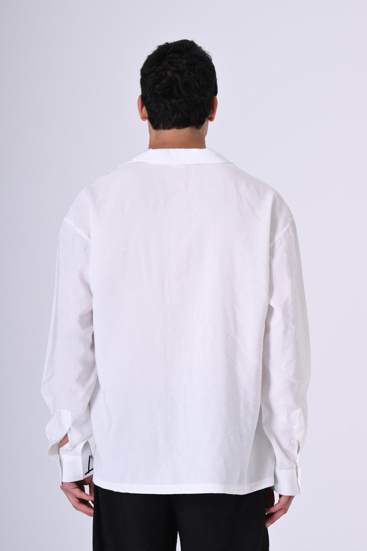 2512 Floral Embroidered Shirt in White