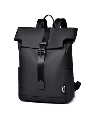 Consigned flap over backpack bag in black