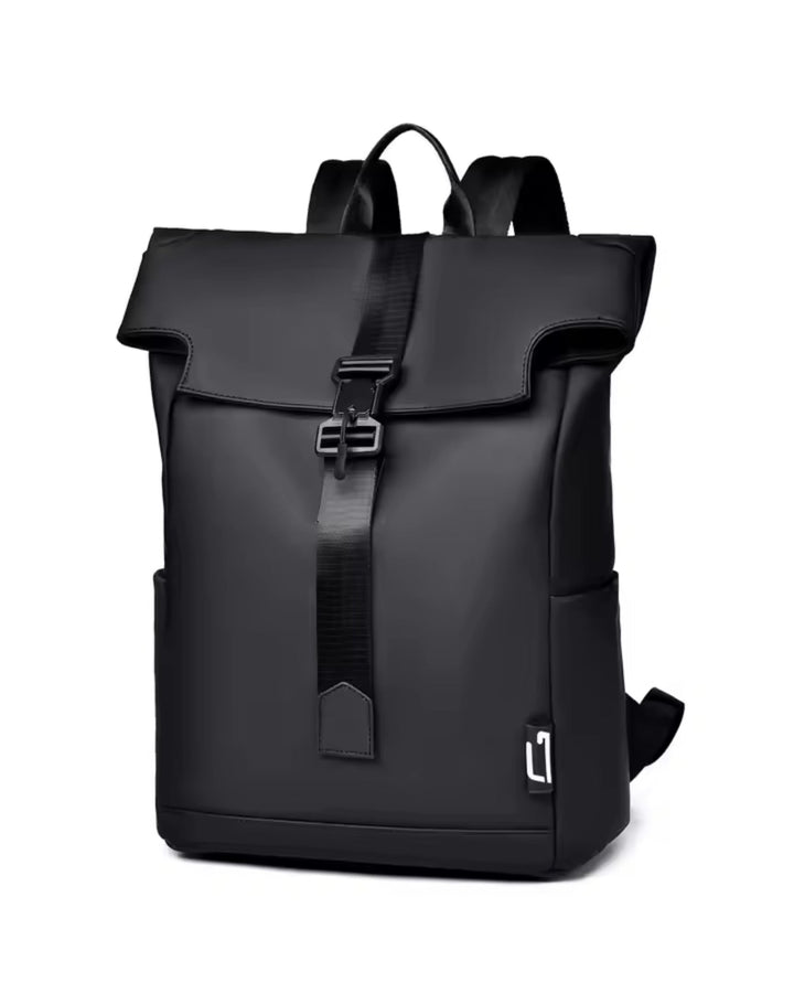 Consigned flap over backpack bag in black