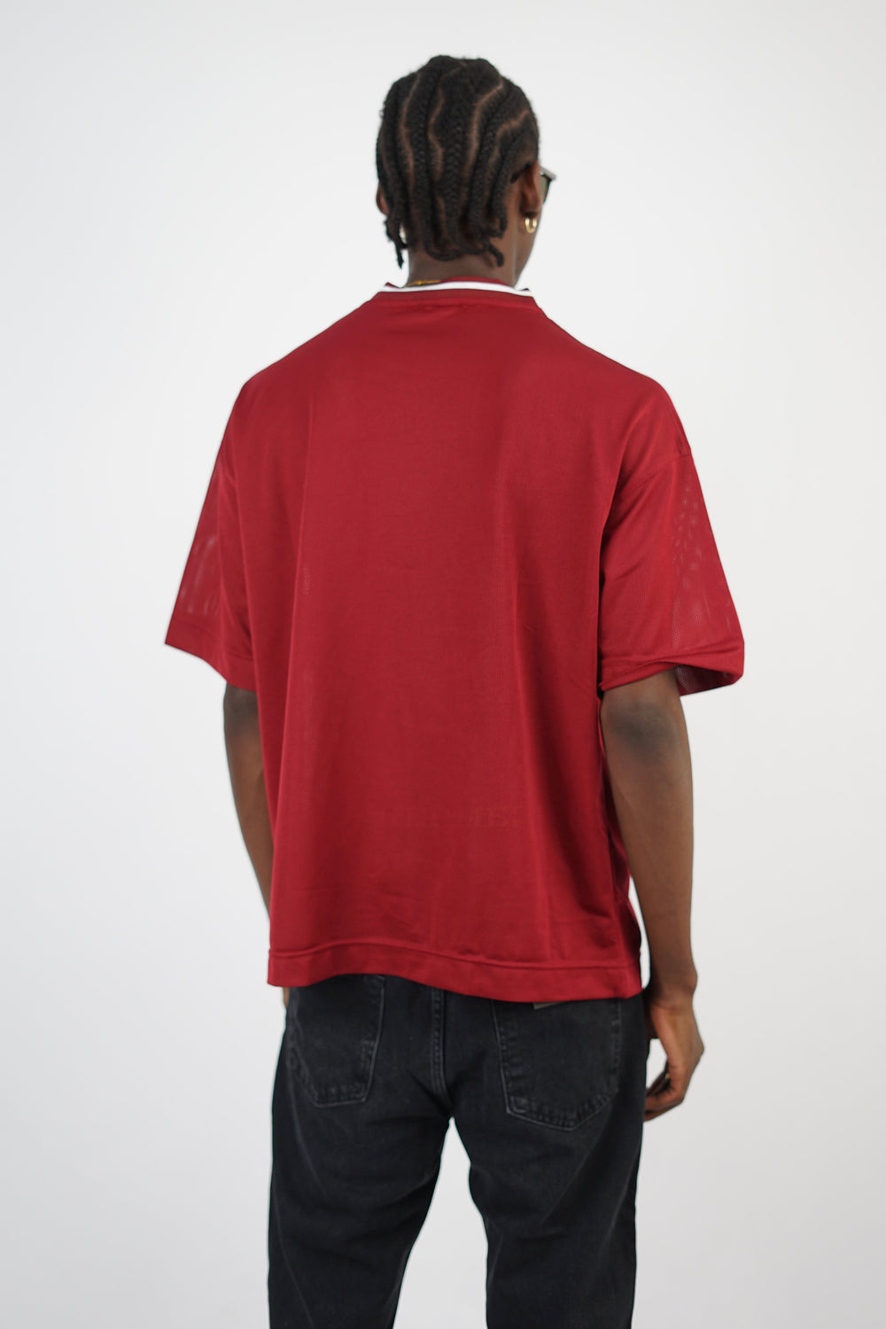 Vamos Premium League Mesh Jersey T-shirt in Burgundy