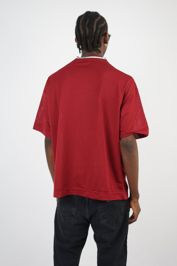 Vamos Premium League Mesh Jersey T-shirt in Burgundy