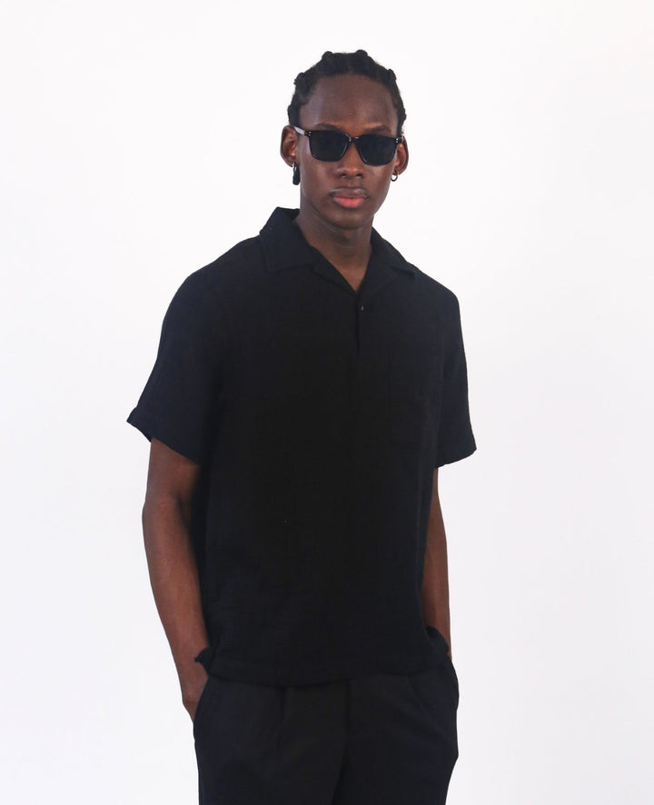 GIESTO spring short sleeve shirt in black