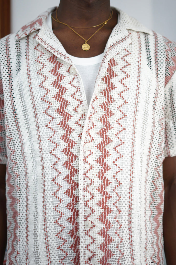 Massimo Cariño crotchet shirt in maroon