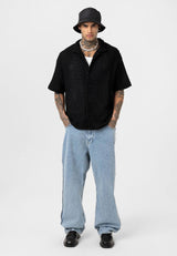 Essence of Life Crotchet Resort Shirt in Black