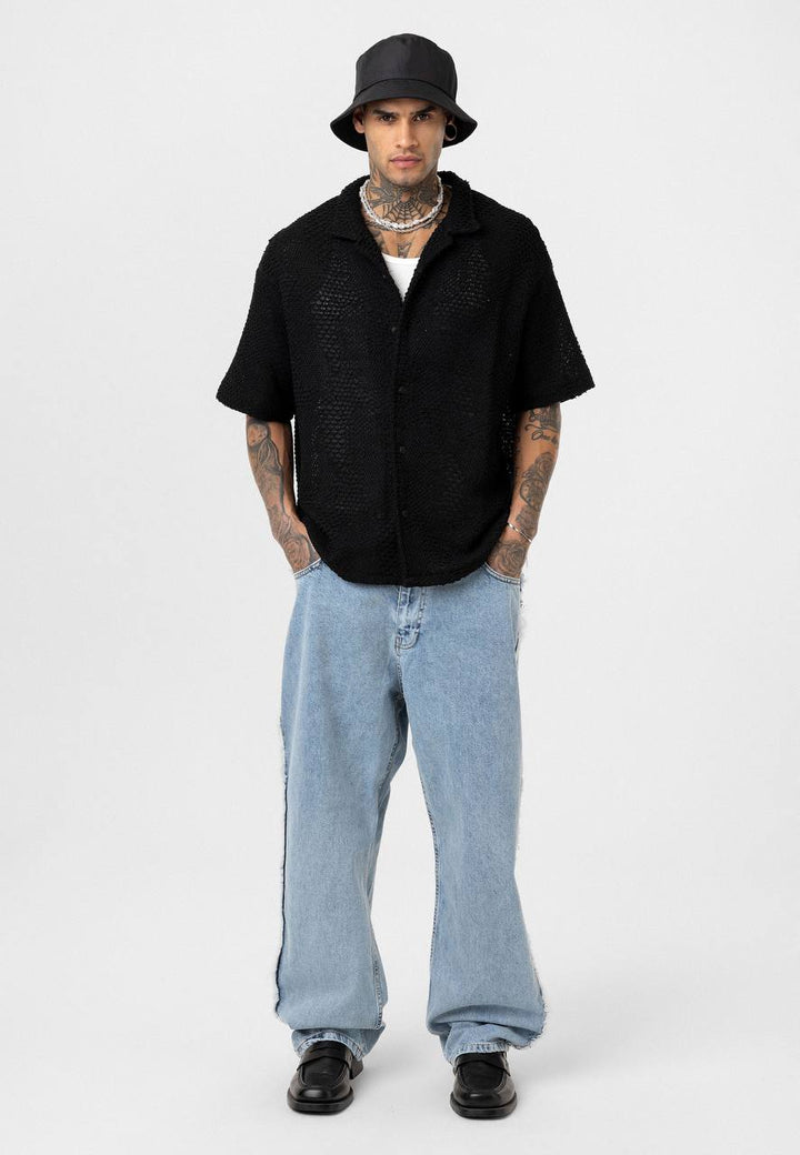 Essence of Life Crotchet Resort Shirt in Black