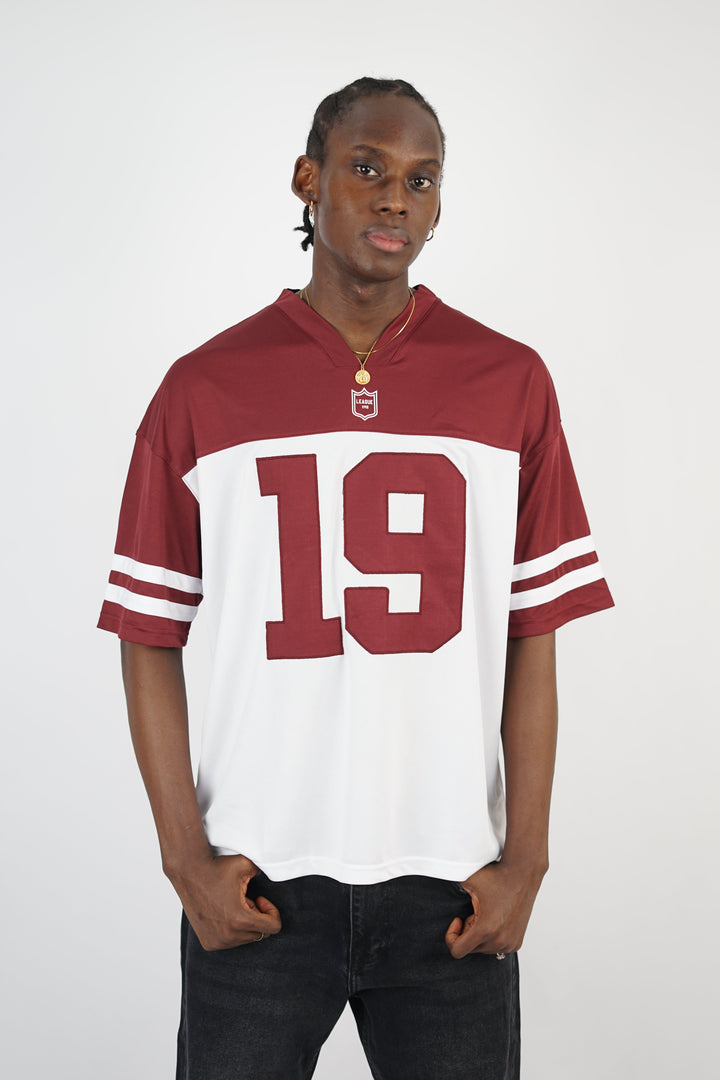 Vamos Premium League Jersey T-shirt in Burgundy