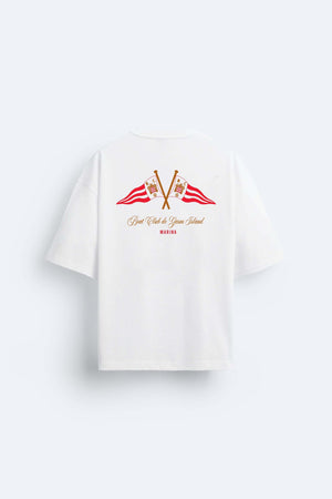 Garm Island Limited Edition Boat Club Flag T-shirt in White