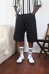 Vamos Baggy Jeans Shorts in Black