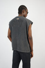 Mechanic Focused Backprint Armless T-shirt in Acid Wash