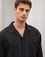 2morrow Floral Lace Panel Shirt in Black