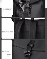 Consigned flap over backpack bag in grey