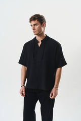 Retro club V neck shirt in black