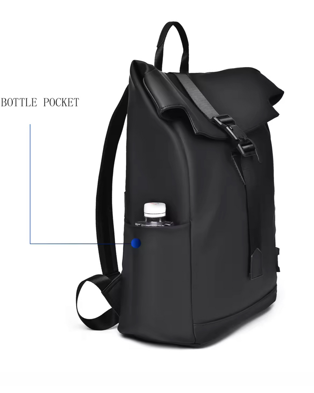 Consigned flap over backpack bag in black