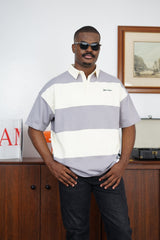 Garm Island Embroidered Short Sleeve Polo Shirt in Grey