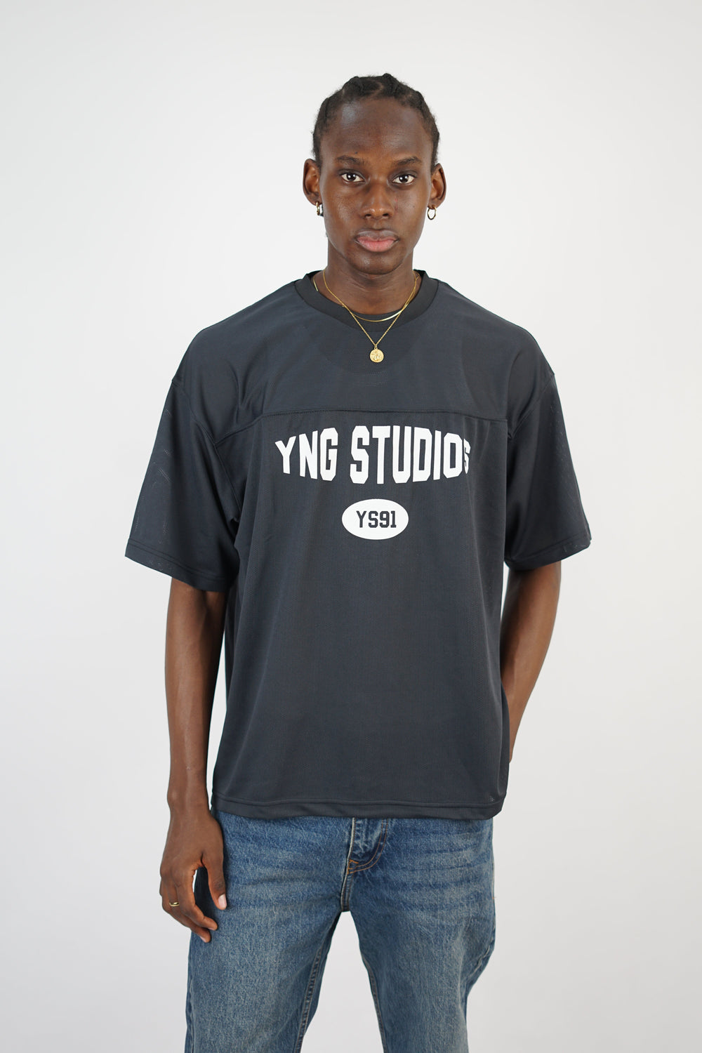 Vamos young studios mesh jersey t-shirt in grey