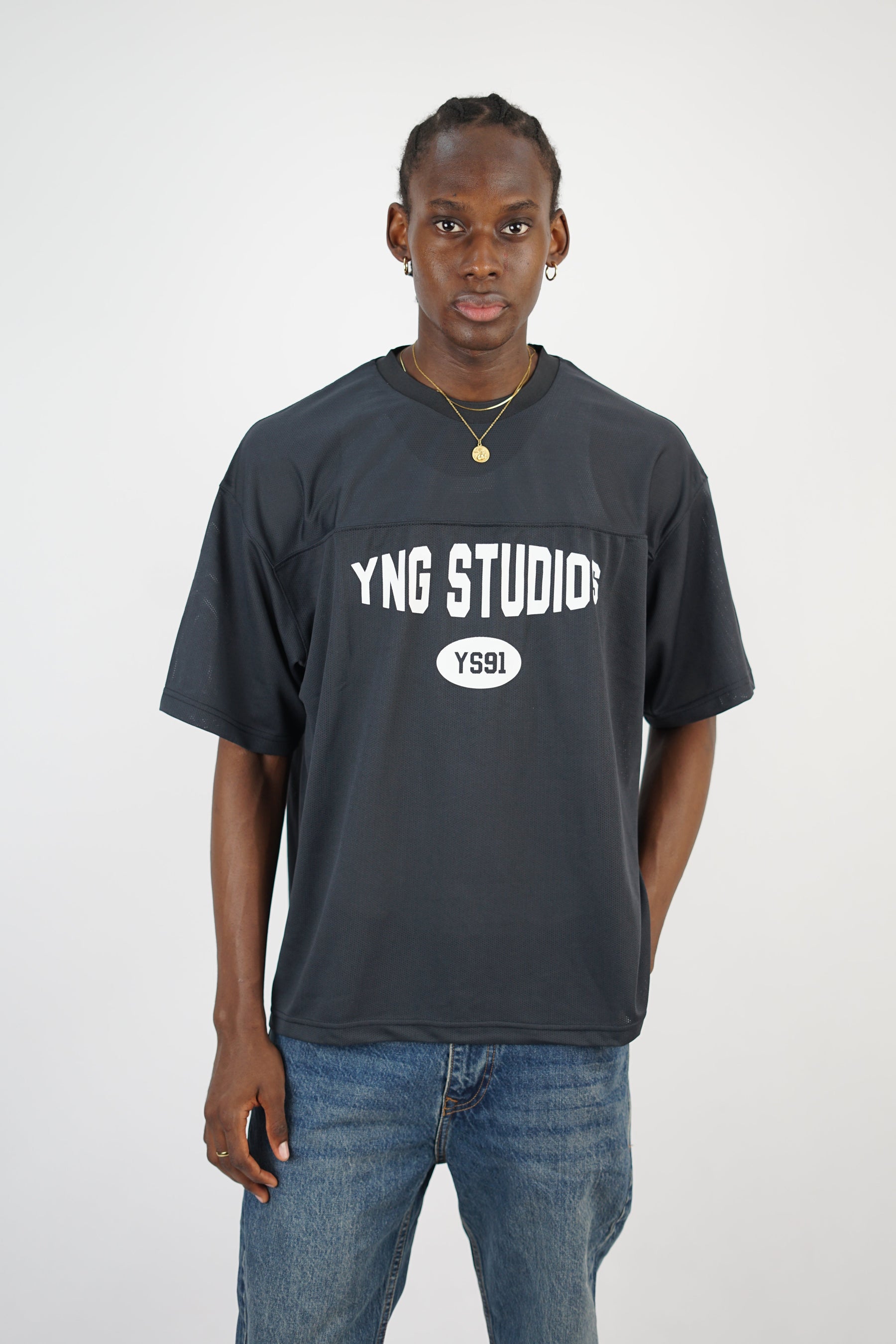 Vamos young studios mesh jersey t-shirt in grey