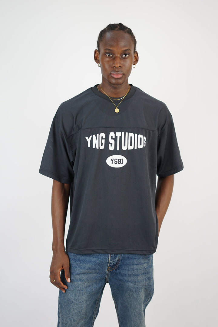 Vamos young studios mesh jersey t-shirt in grey