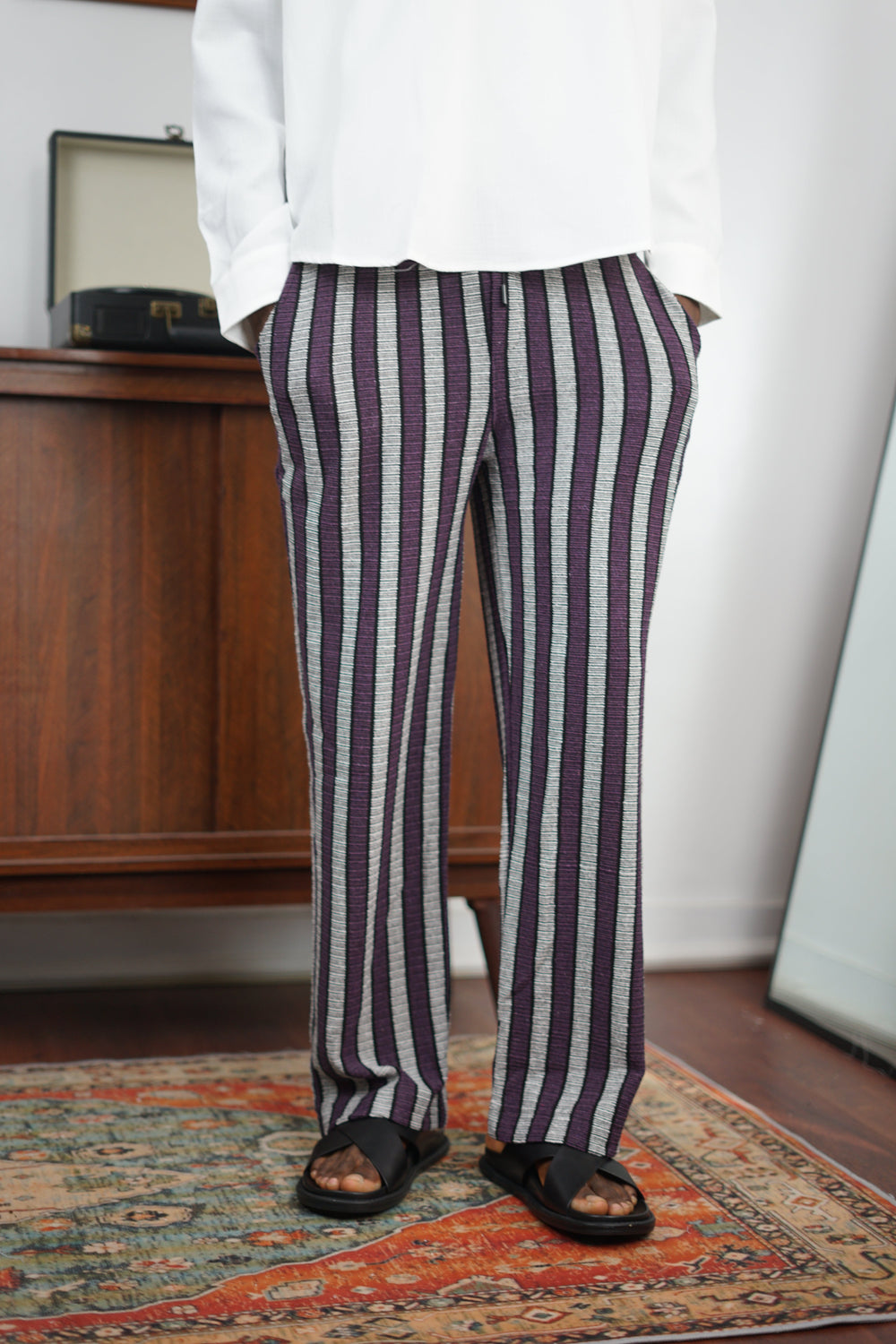 Massimo Cariño striped pants in dark purple