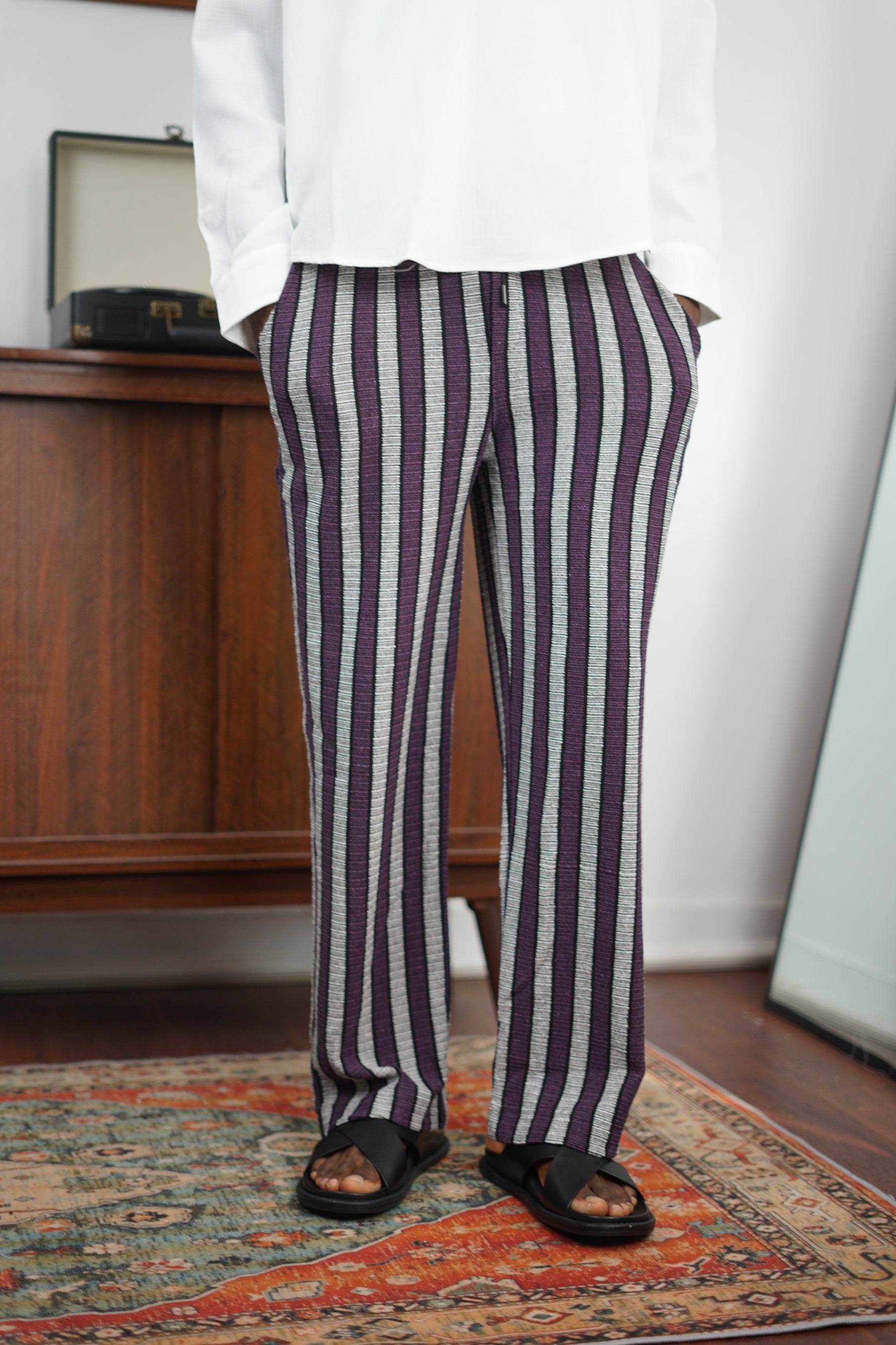 Massimo Cariño striped pants in dark purple
