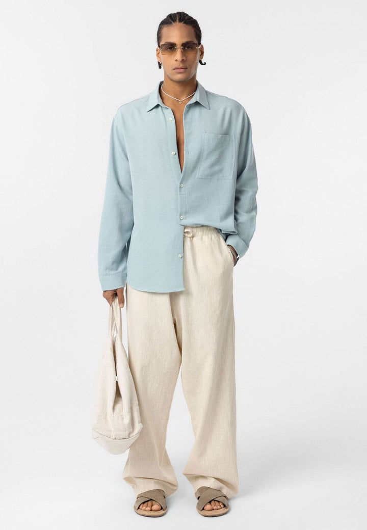Essence of life oversized cotton shirt in blue