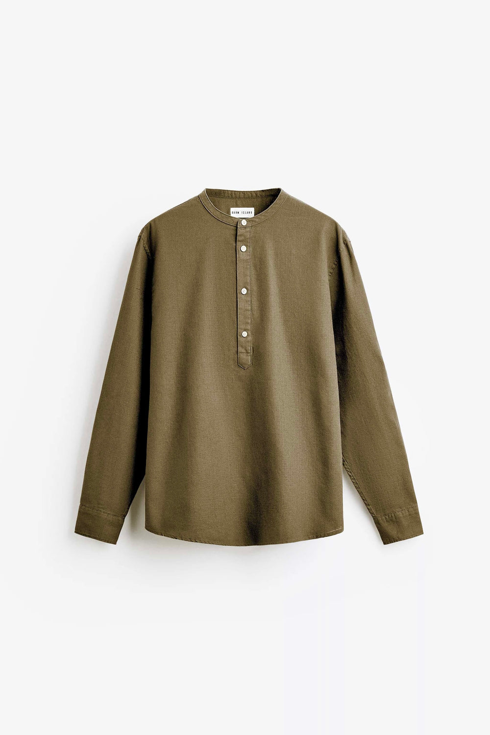 Garm Island Linen Blend Tab Collar shirt in khaki