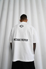 Mechanic Oversized Boxy Zip Short Sleeve Shirt in White