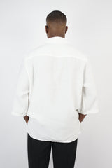 Mechanic Flowing Shirt with Bow in White