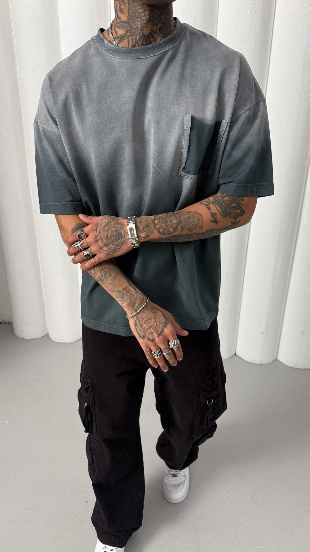 Mechanic Sun Faded T-shirt in Grey
