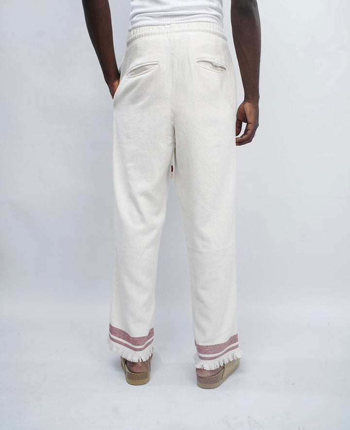 Giesto woven pants with distressed hem in brown