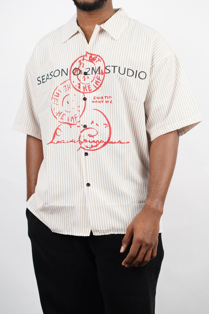 2morrow Boxy Striped Short Sleeve Shirt with Backprint