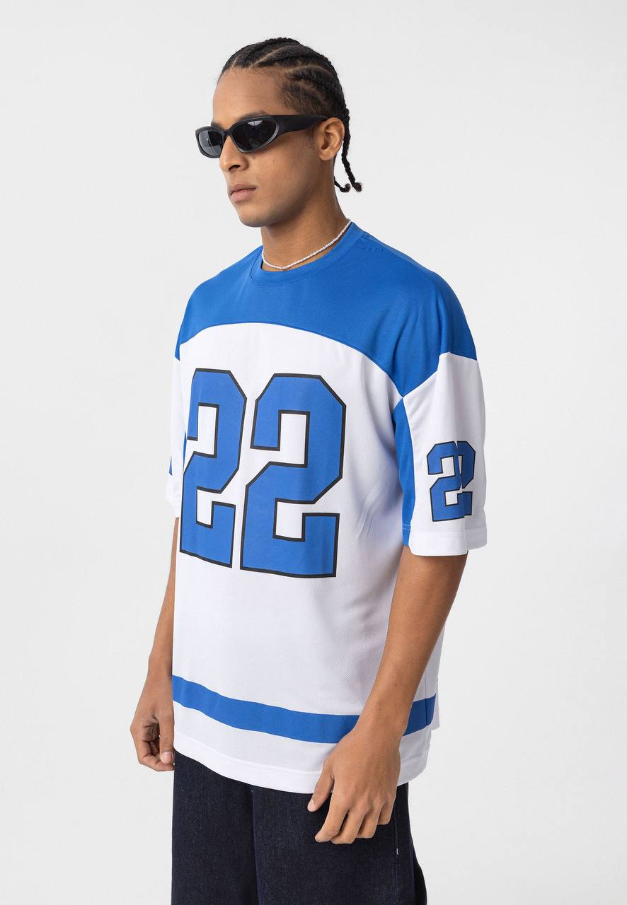 Essence of Life Mesh Jersey T-shirt in Blue