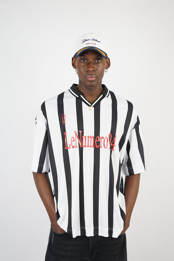 Vamos Numero Oversize Striped Jersey T-shirt in White