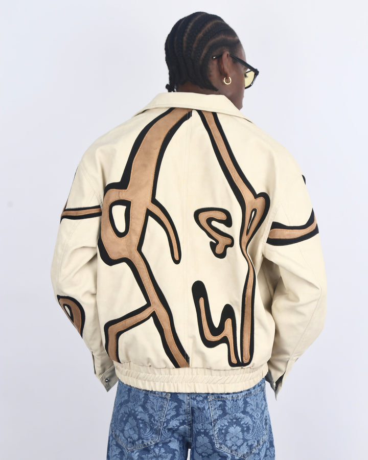 RETRO CLUB PUFFER JACKET IN BEIGE