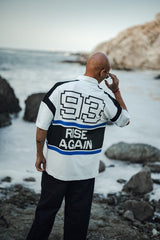 Mechanic Rise Again Pixel Rugby Polo Shirt in White