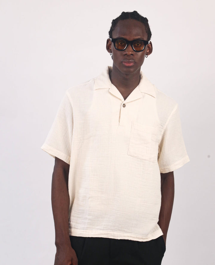GIESTO spring short sleeve shirt in off white