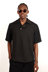 M Studio Flap Polo Shirt in Black