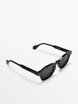 Geometric Vintage Solid Sun glasses in Black