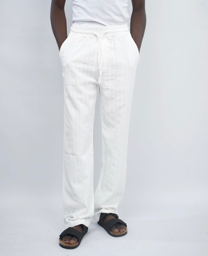 Giesto cable knit tall pants in white