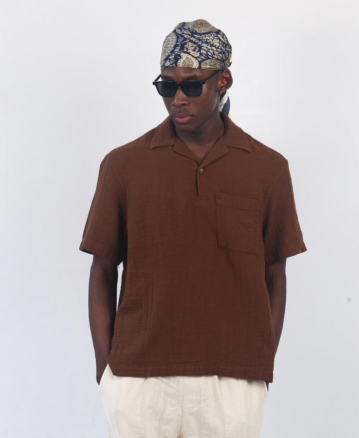 GIESTO spring short sleeve shirt in brown